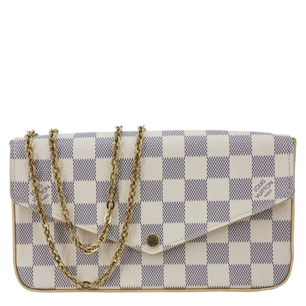 LOUIS VUITTON Felicie Pochette Damier Azur Crossbody Bag Rose Ballerine
