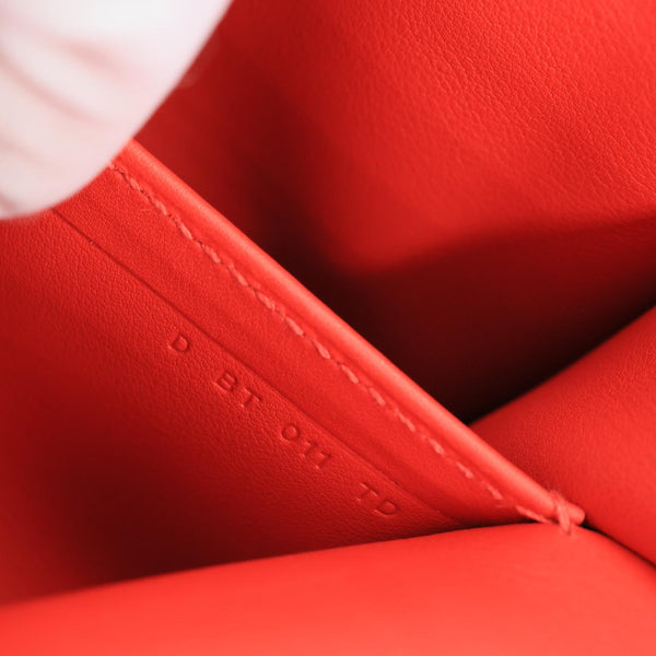 HERMES Saut Clemence Leather Shoulder Bag Red