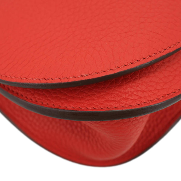 HERMES Saut Clemence Leather Shoulder Bag Red