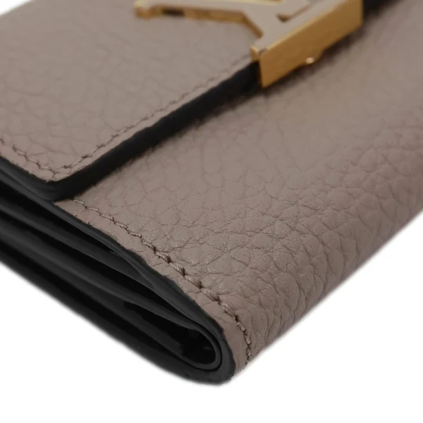 LOUIS VUITTON Capucines Taurillon Compact Leather Wallet Beige