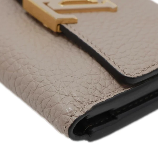 LOUIS VUITTON Capucines Taurillon Compact Leather Wallet Beige