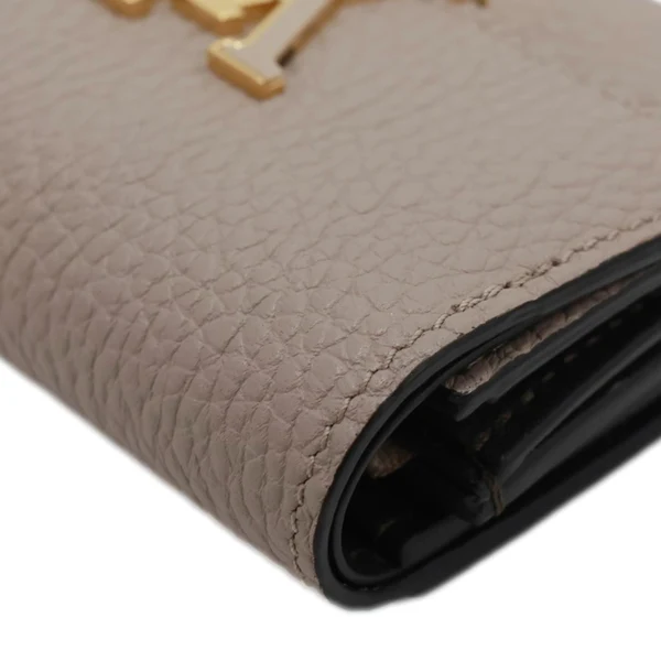 LOUIS VUITTON Capucines Taurillon Compact Leather Wallet Beige