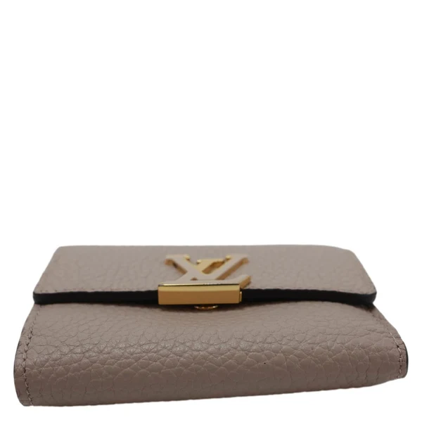 LOUIS VUITTON Capucines Taurillon Compact Leather Wallet Beige