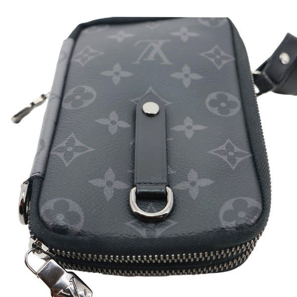 LOUIS VUITTON Double Phone Pouch Reverse Eclipse Monogram Canvas Crossbody Bag Black