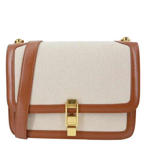 YVES SAINT LAURENT Carre Medium Canvas Satchel Bag Cream