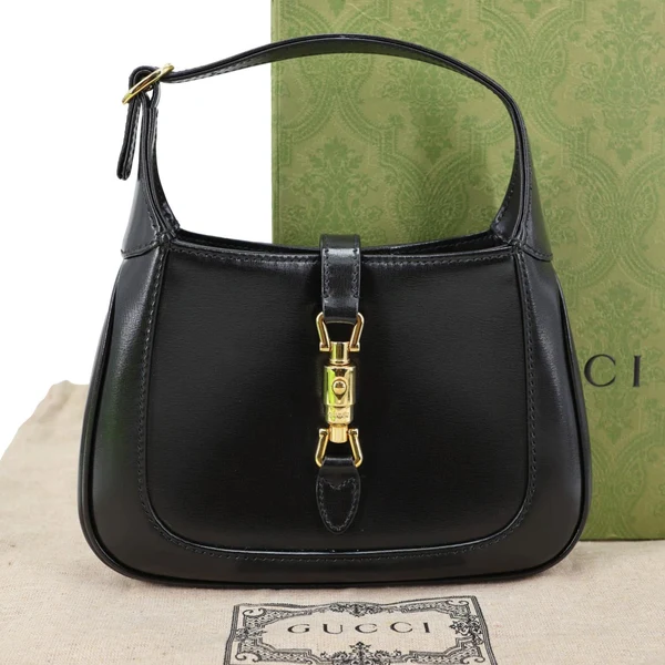 GUCCI Jackie Mini 1961 Leather Shoulder Bag Black 637091
