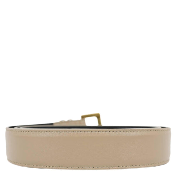 YVES SAINT LAURENT Cassandre Leather Belt Beige Size 90