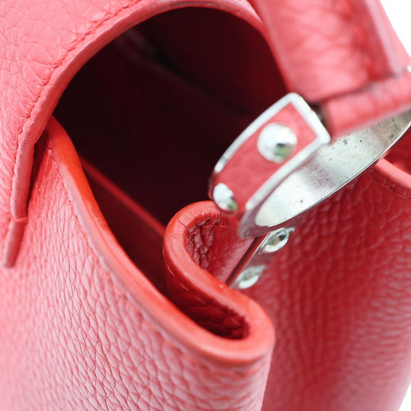 LOUIS VUITTON Capucines MM Taurillon Leather Satchel Bag Red