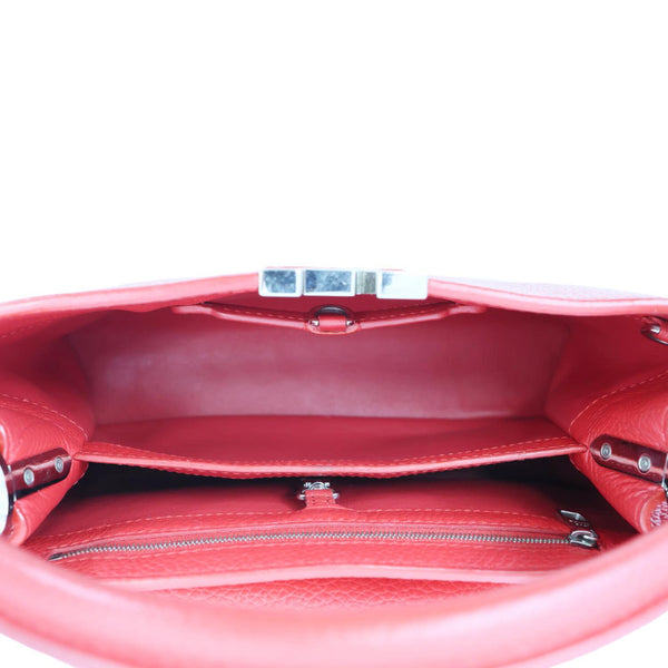 LOUIS VUITTON Capucines MM Taurillon Leather Satchel Bag Red