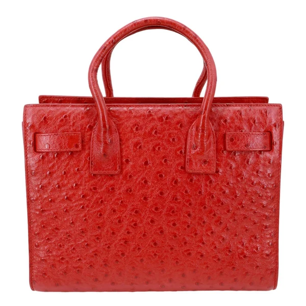 YVES SAINT LAURENT Sac De Jour Baby Ostrich Leather Tote Bag Red