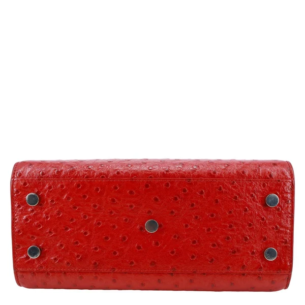 YVES SAINT LAURENT Sac De Jour Baby Ostrich Leather Tote Bag Red