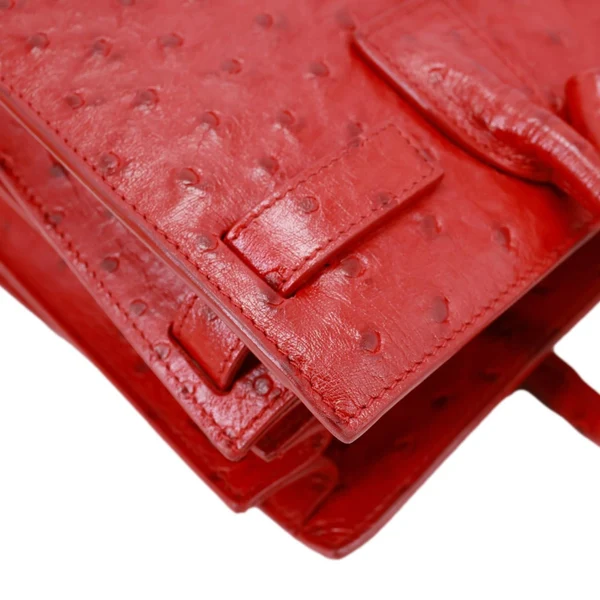 YVES SAINT LAURENT Sac De Jour Baby Ostrich Leather Tote Bag Red
