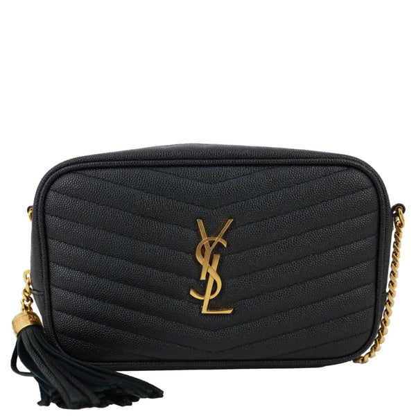YVES SAINT LAURENT Lou Camera Chevron Leather Crossbody Bag Black