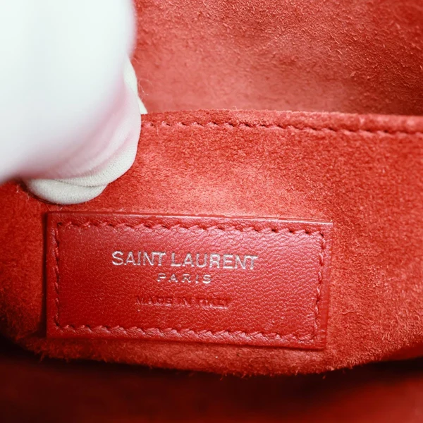 YVES SAINT LAURENT Sac De Jour Baby Ostrich Leather Tote Bag Red