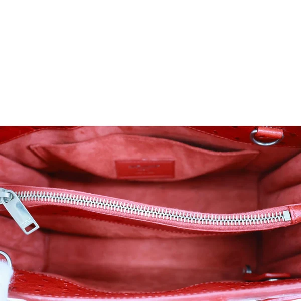 YVES SAINT LAURENT Sac De Jour Baby Ostrich Leather Tote Bag Red