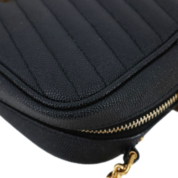 YVES SAINT LAURENT Lou Camera Chevron Leather Crossbody Bag Black