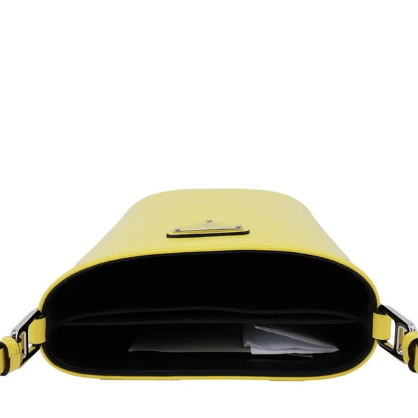 PRADA Panier Spazzolato Soft Calfskin Leather Bucket Bag Bright Yellow