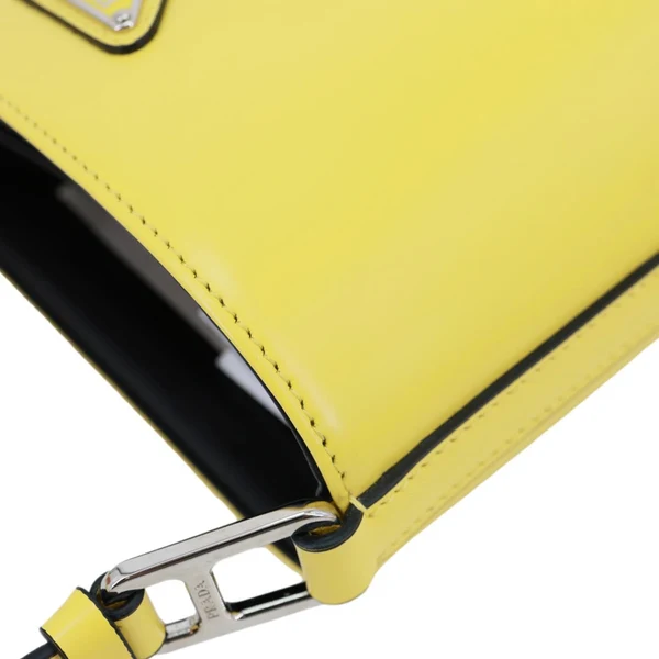 PRADA Panier Spazzolato Soft Calfskin Leather Bucket Bag Bright Yellow