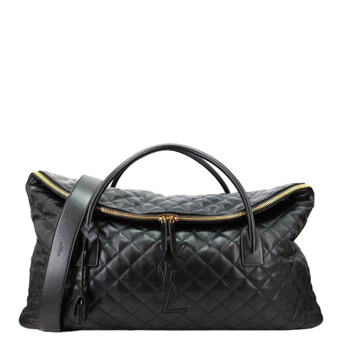 YVES SAINT LAURENT Giant Calfskin Quilted Leather Travel Bag Black