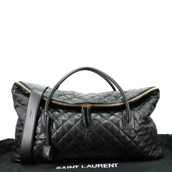 YVES SAINT LAURENT Giant Calfskin Quilted Leather Travel Bag Black