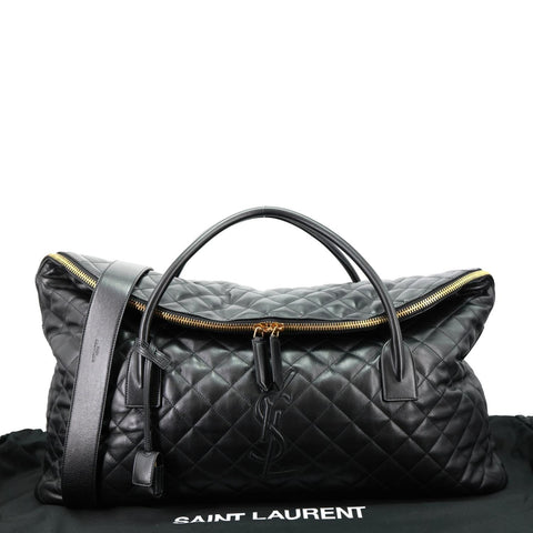 YVES SAINT LAURENT Giant Calfskin Quilted Leather Travel Bag Black