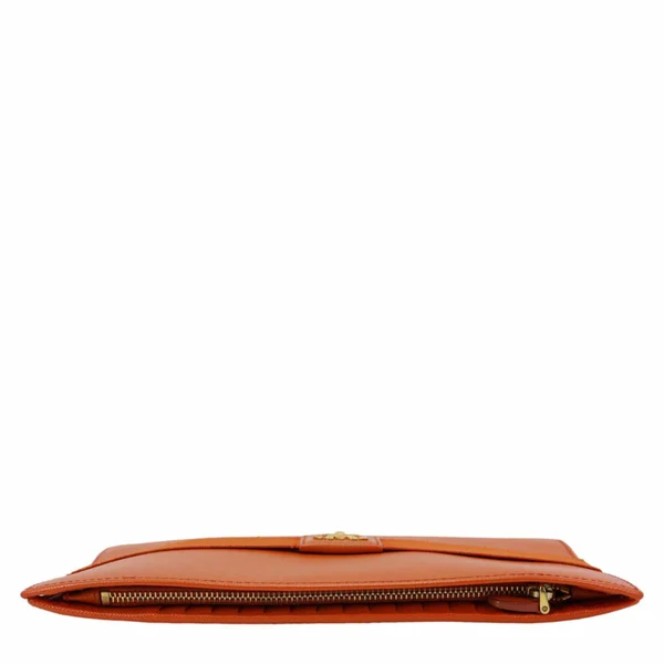 PRADA Ribbon Saffiano Leather Clutch Orange