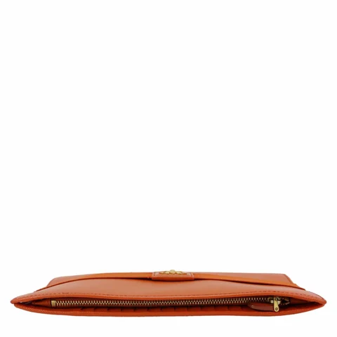 PRADA Ribbon Saffiano Leather Clutch Orange