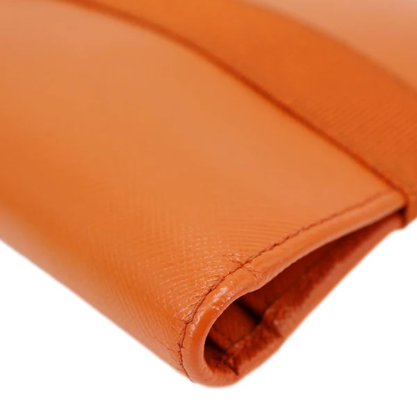 PRADA Ribbon Saffiano Leather Clutch Orange