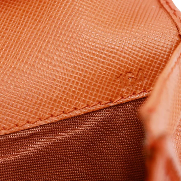 PRADA Ribbon Saffiano Leather Clutch Orange