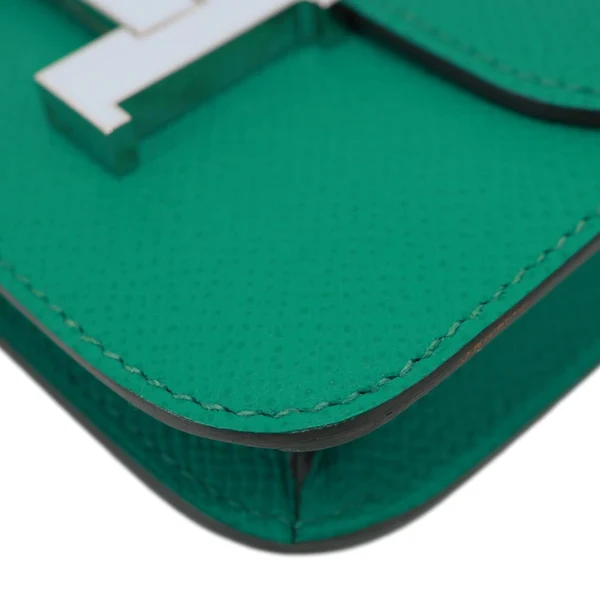 HERMES Constance Slim Grained Calfskin Leather Wallet Vert Vertigo