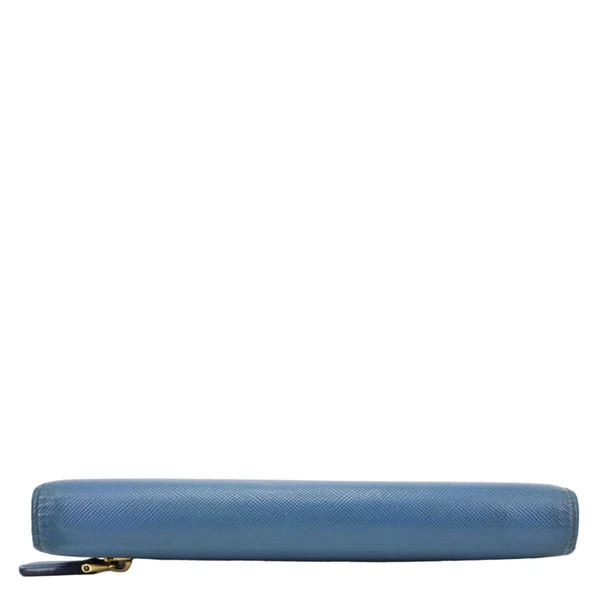 PRADA Continental Flap Saffiano Leather Wallet Blue