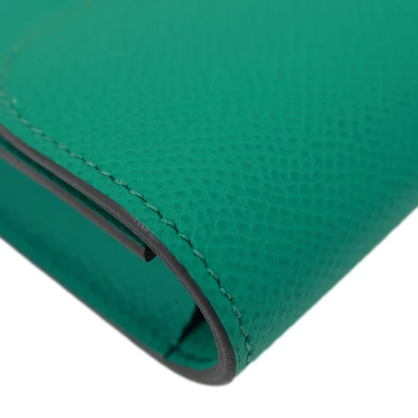HERMES Constance Slim Grained Calfskin Leather Wallet Vert Vertigo