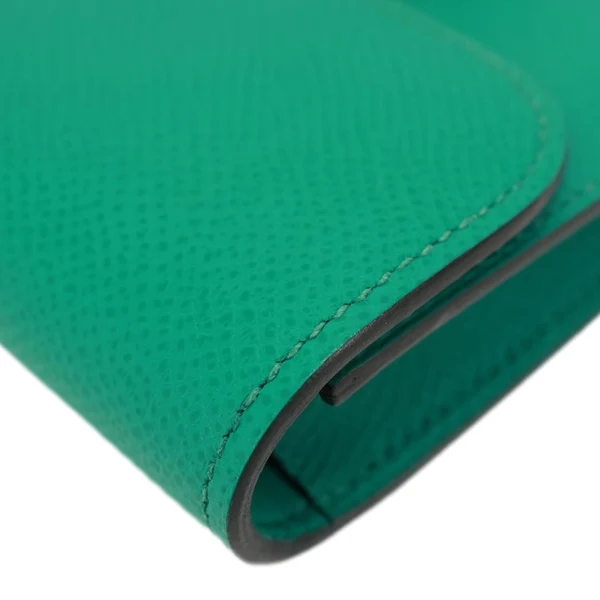 HERMES Constance Slim Grained Calfskin Leather Wallet Vert Vertigo