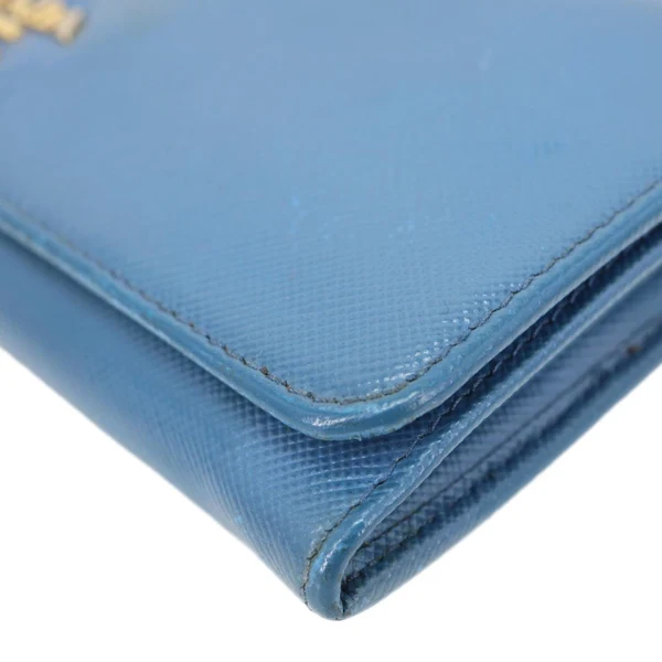 PRADA Continental Flap Saffiano Leather Wallet Blue