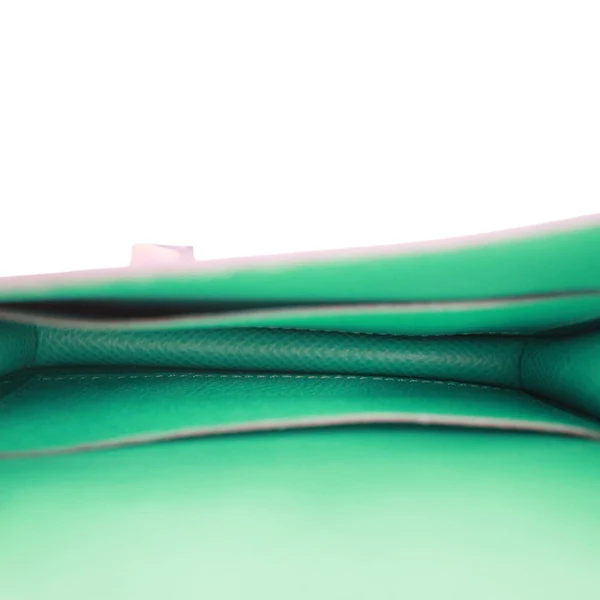 HERMES Constance Slim Grained Calfskin Leather Wallet Vert Vertigo