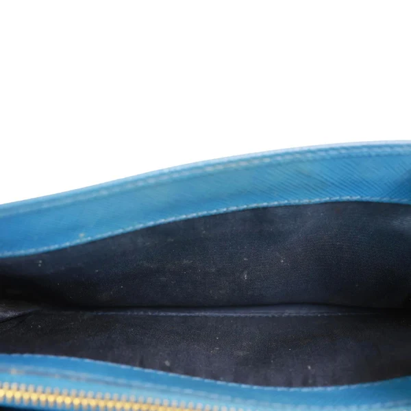 PRADA Continental Flap Saffiano Leather Wallet Blue