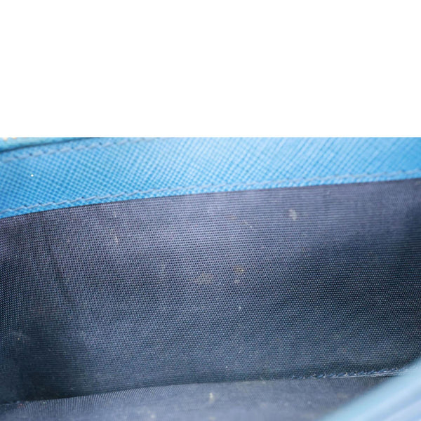 PRADA Continental Flap Saffiano Leather Wallet Blue