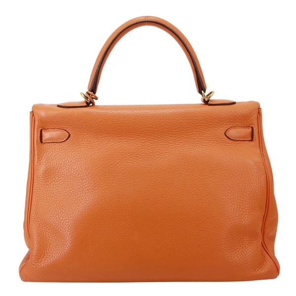 HERMES Kelly 32 Togo Leather Tote Shoulder Bag Orange