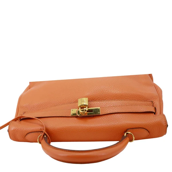 HERMES Kelly 32 Togo Leather Tote Shoulder Bag Orange