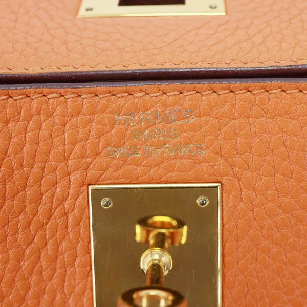 HERMES Kelly 32 Togo Leather Tote Shoulder Bag Orange