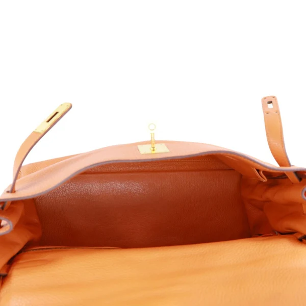 HERMES Kelly 32 Togo Leather Tote Shoulder Bag Orange