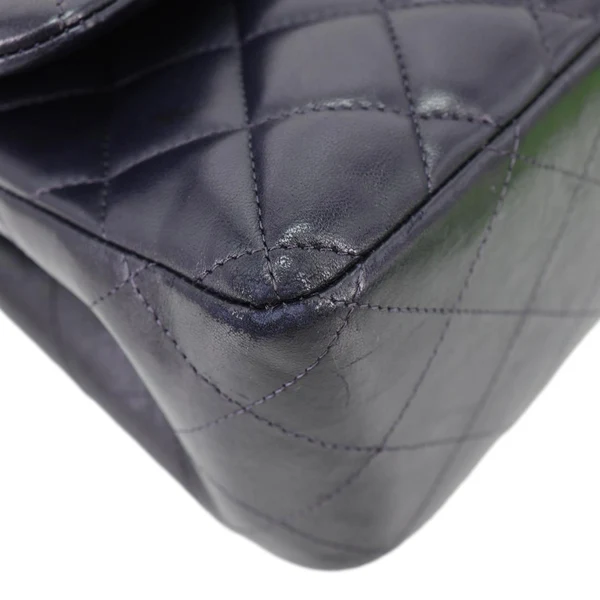CHANEL Jumbo Classic Double Flap Quilted Lambskin Leather Shoulder Bag Navy Blue