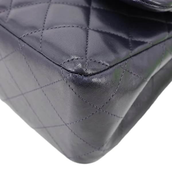 CHANEL Jumbo Classic Double Flap Quilted Lambskin Leather Shoulder Bag Navy Blue