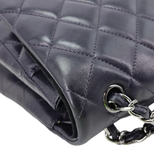 CHANEL Jumbo Classic Double Flap Quilted Lambskin Leather Shoulder Bag Navy Blue