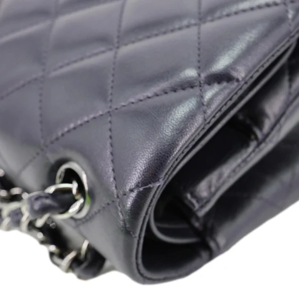 CHANEL Jumbo Classic Double Flap Quilted Lambskin Leather Shoulder Bag Navy Blue