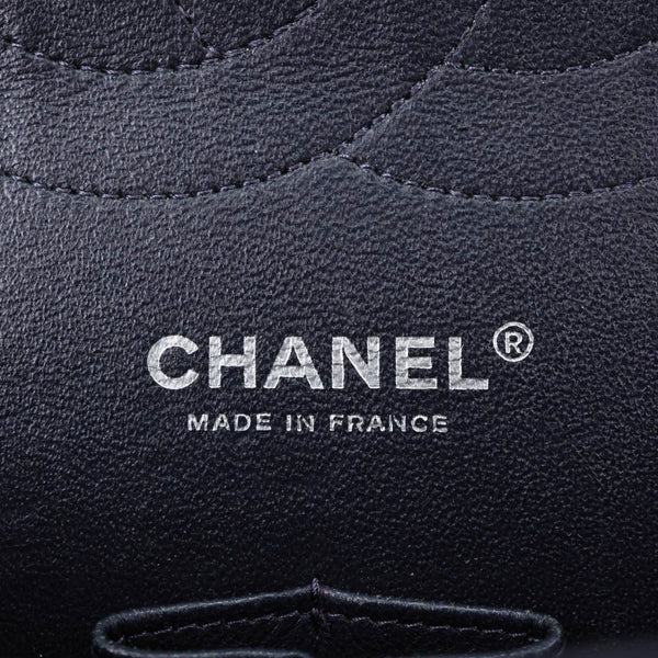 CHANEL Jumbo Classic Double Flap Quilted Lambskin Leather Shoulder Bag Navy Blue