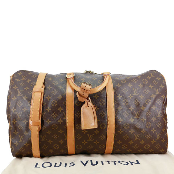 LOUIS VUITTON Keepall 55 Bandouliere Monogram Canvas Travel Bag Brown