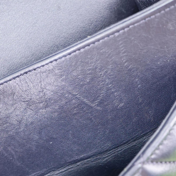CHANEL Jumbo Classic Double Flap Quilted Lambskin Leather Shoulder Bag Navy Blue
