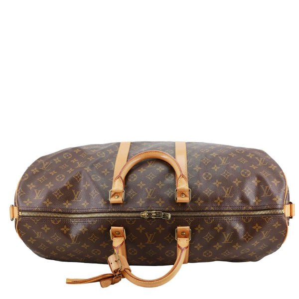 LOUIS VUITTON Keepall 55 Bandouliere Monogram Canvas Travel Bag Brown