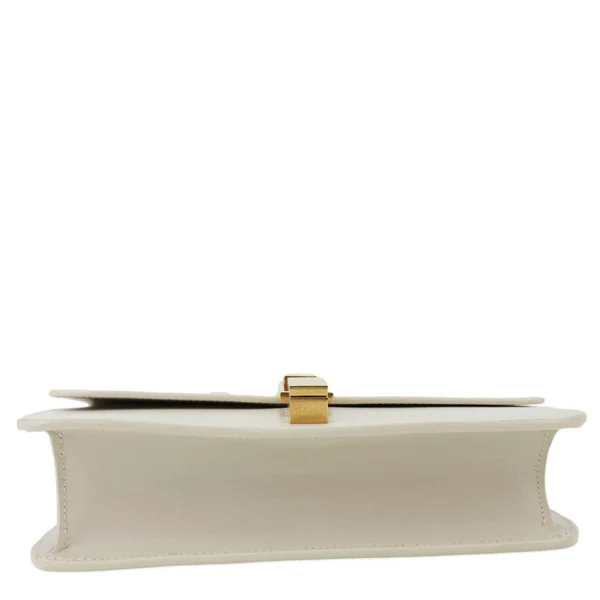 YVES SAINT LAURENT Le Carre Calfskin Leather Satchel Bag White